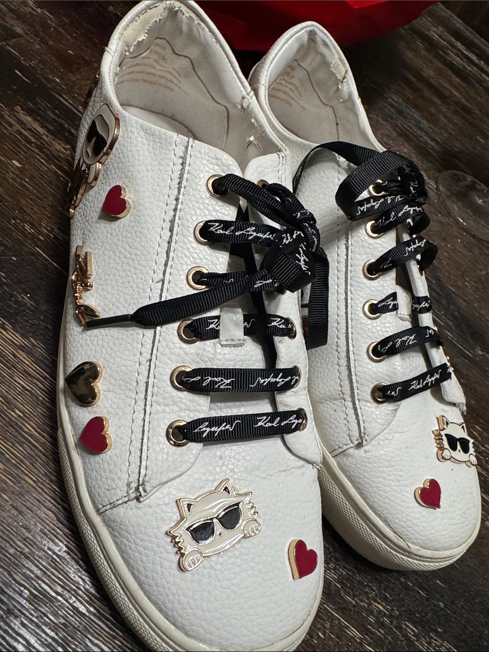 Karl Lagerfeld  Casual Sneakers with Heart & Cat Charms